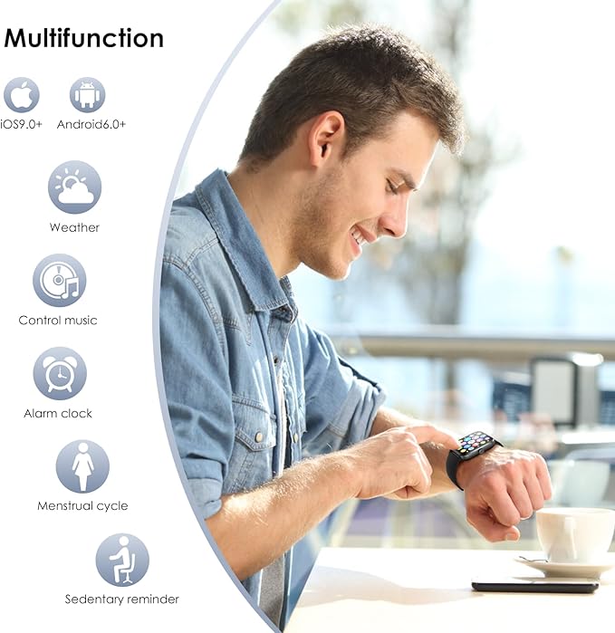 Smart Watch(Answer/Make Call), 1.85" Smartwatch for Men Women, 100+ Sport Modes, Pedometer, IP68 Waterproof Fitness Tracker, Heart Rate/Sleep Monitor, Smart Watches for Android & iOS (2 Straps)