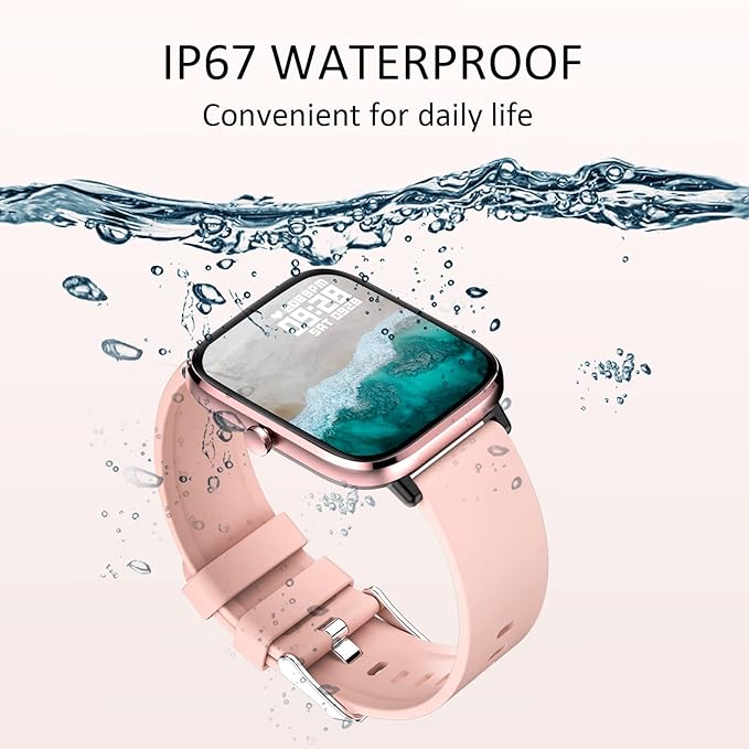 Smartwatch for Women - Call, Fitness Tracker, Heart Rate & Sleep Monitor, 1.69" Touch Screen, Waterproof - For Android & iPhone, Pink