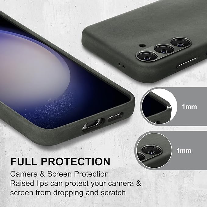 Belemay Leather Case for Samsung Galaxy S24 Compatible with Magsafe - Premium Crazy Horse Leather [Vintage Aesthetics] Unique Patina, Comfort Grip, Metal Buttons, Slim&Soft Cover (6.2") Rustic Green