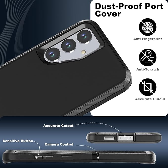 Designed for Samsung Galaxy S24 Plus/S25 Plus Case [with Privacy Screen Protector] 3-Layer Full Body Protection Rugged Shockproof Heavy Duty Phone Case Cover, Black