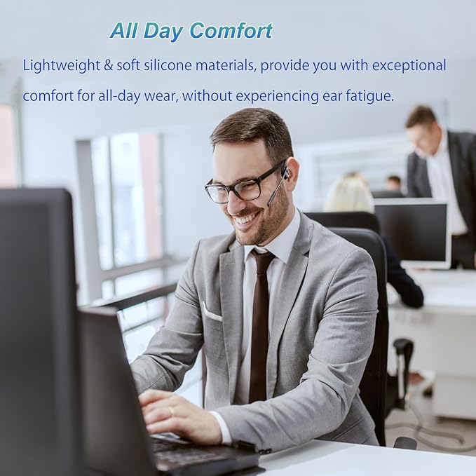 Open Ear Bone Conduction Headphones with mic - Bluetooth Headset Waterproof Bone Conducting Earphones, Headphones Wireless Earbuds Set, with QCC Chip, CVC8.0 Noise-canceling