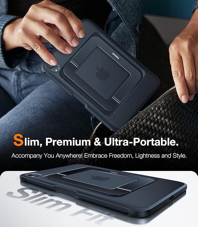 TORRAS for iPad Mini 7 A17 Pro Case, iPad Mini 6 Case with Pencil Holder, Ultra Stable Stand, Multiple Adjustable Viewing Angles, Slim Protective Kickstand Cover, Translucent iPad Mini 6th Case, Black