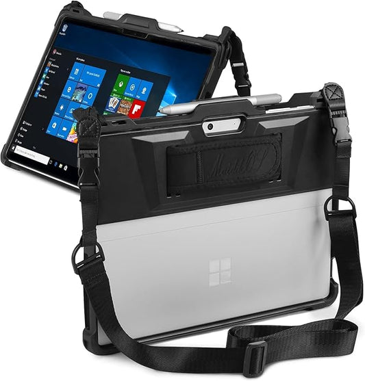 Microsoft Surface Pro 11/10/9 Case with Hand & Shoulder Strap, Pen Holder, Compatible with Type Cover Keyboard Rugged Protective Cover