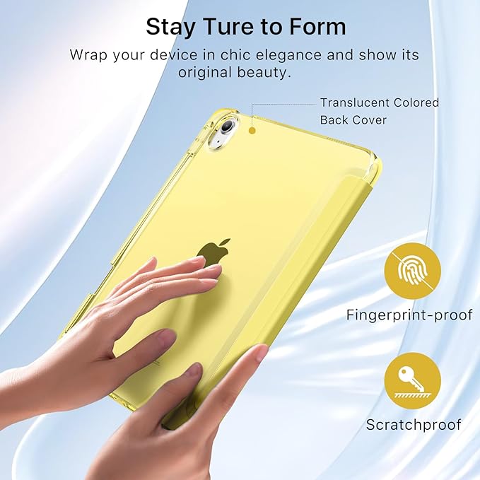 MoKo for iPad (A16) 11th Generation Case 11 Inch 2025, iPad 10th Generation Case 10.9 Inch 2022 with Pencil Holder, Slim Light Trifold Protective Cover with Hard PC Translucent Back Shell, Oatmeal