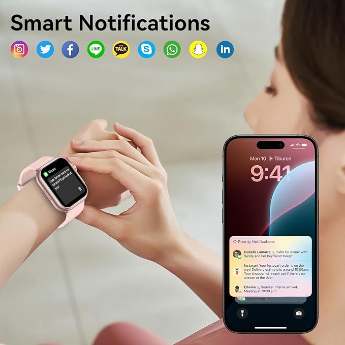 Smart Watch for Men Women, 1000 mAh 100 Day Battery Life, 1.85" Fitness Tracker Bluetooth Call/Make Calls, IP68 Waterproof, 120+ Sport Modes, 24/7 Heart Rate/Sleep Monitor Fitness Watch, iOS/Android