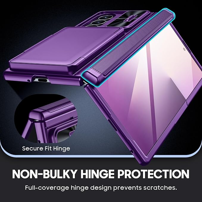 for Samsung Galaxy Z Fold 7 Case Wallet RFID [Cards Holder][Camera Cover][Kickstand] Full Body Shockproof Silicone Protective Phone Case for Galaxy Z Fold 7 Case(Purple)