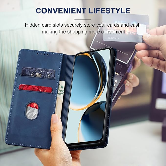 Jasonyu Flip Wallet Case for OnePlus Nord N30 5G,Leather Magnetic Folio Cover with Card Holder,Kickstand - TPU Shockproof Durable Protective Phone Case,Blue