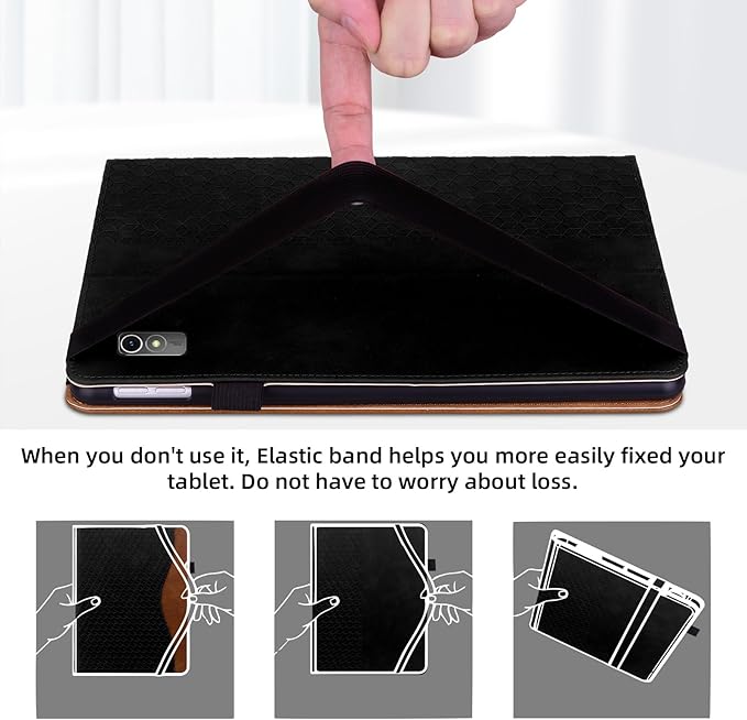 Case for Lenovo Xiaoxin Pad Pro 12.7" 2025 Retro Folio Cover for Xiaoxin Pad Pro 12.7 inch with Hand Strap,Multi-Angle Stand Cover PU Leather with Card Pocket,Black