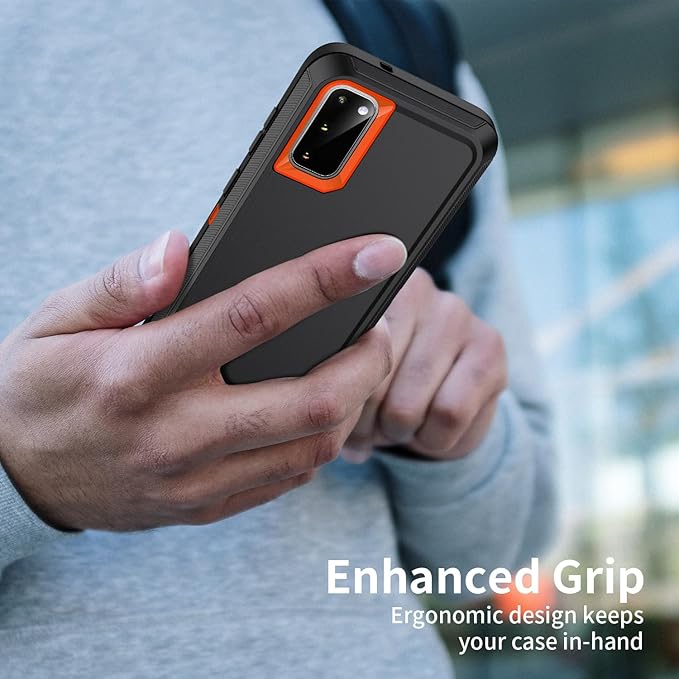 for Galaxy S20 FE 5g Case,Shockproof Dropproof Dustproof 3-Layer Full Body Protection Rugged Heavy Duty High Impact Hard Cover Case for Galaxy S20 FE 6.5 inch,Black/Orange