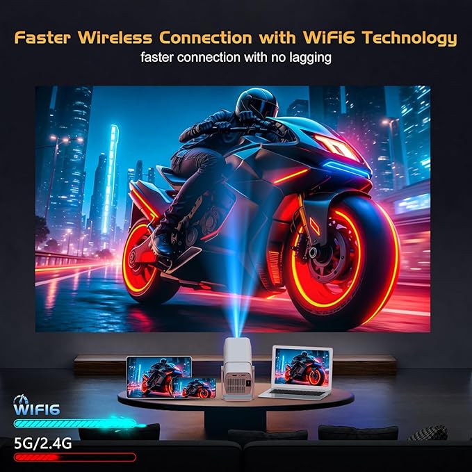 【Netflix Officially Licensed】TMY Projector with Built in Apps, 1080P Movie Projector with WiFi and Bluetooth, Electric Focus & Auto Keystone, 270° Rotatable Outdoor Projector for Phone/PC/HDMI/USB