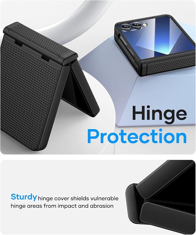 Vihibii for Samsung Galaxy Z Flip 7 Case, [Compatible with MagSafe], Outer Screen Protector & Rugged Hinge Protection & Non-Slip Texture, Shockproof Phone Case for Samsung Galaxy Z Flip 7 2025, Black