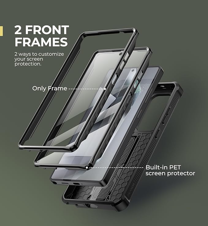 Dexnor for Samsung Galaxy S25 Ultra Case with Built-in Slide Camera Cover & Screen Protector & Kickstand, Heavy-Duty Shockproof Rugged Case Full-Body Bumper Cover for Galaxy S25 Ultra(2025),Black