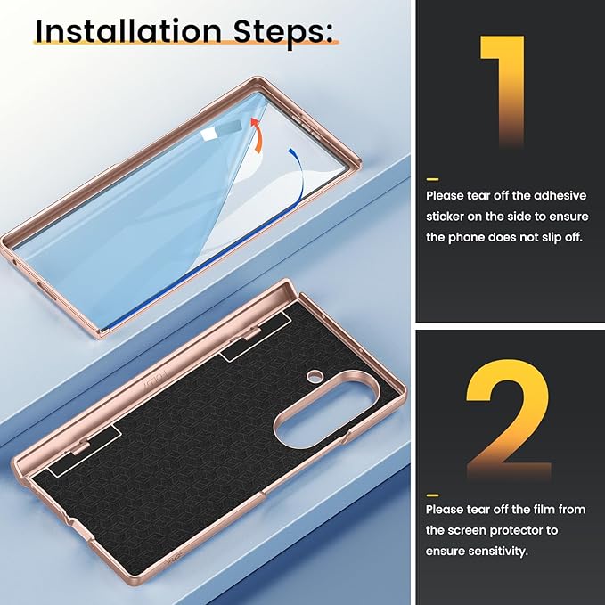 VEGO for Samsung Galaxy Z Fold 7 Case with Stand[Built in Screen Protector & Slide Lens Cover]Hinge Protection Hard Shell Rugged Kickstand Full Body Protective Phone Case for Z Fold 7 2025 - Rose Gold