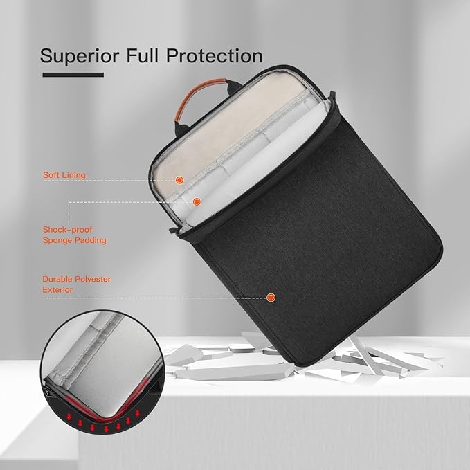 12.9-14 Inch Tablet Sleeve Shoulder Bag for 13 Inch New iPad Pro M4 & Air M2 M3 2025, 14" New MacBook Pro M3 Pro Max/ M3 M2 M1 Pro Max, Space Grey