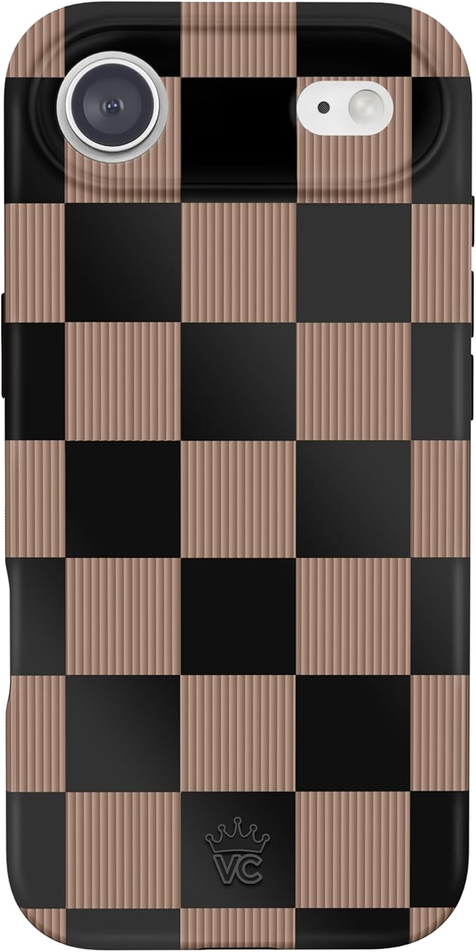 VELVET CAVIAR Case for iPhone 17 Air | Compatible with MagSafe | 10ft Drop Tested | Protective Designer Cases | Mocha Vibe Checkered