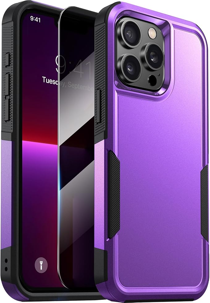Diaclara Designed for iPhone 13 Pro Max Case, [with Privacy Screen Protector] [Anti Spy] [Military Grade Drop Protection] Heavy Duty Full-Body Shockproof Phone Case, Purple