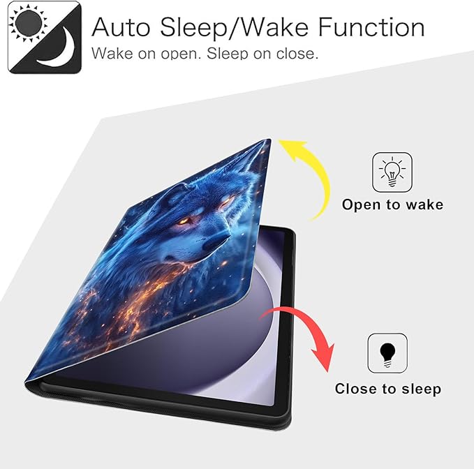 Case for Samsung Galaxy Tab A9+/A9 Plus 11” 2023 Model (SM-X210/X216/X218), Slim PU Leather Stand Cover with Auto Wake/Sleep, Multi-Angle Viewing & Shockproof, Blue Wolf