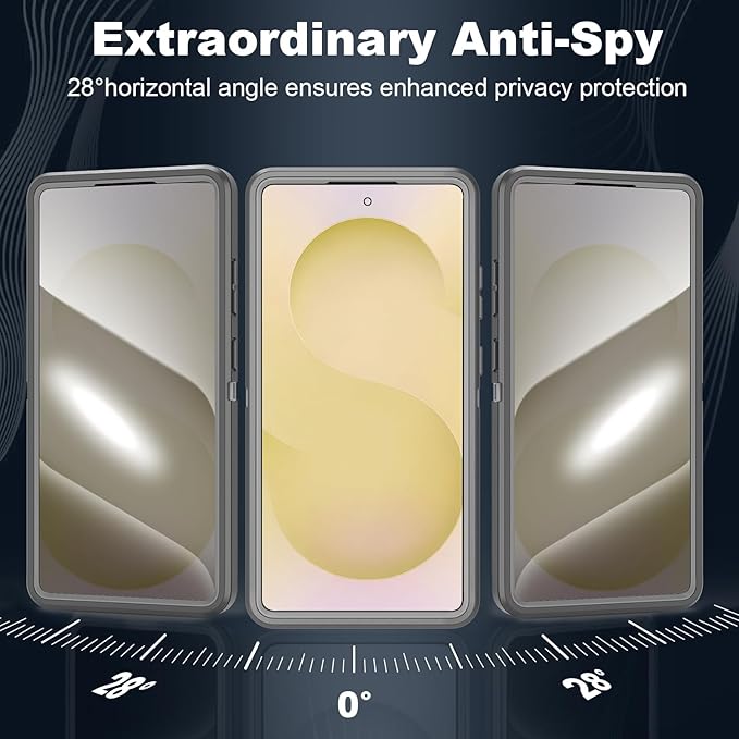 Designed for Samsung Galaxy S25 Ultra Case [with Privacy Screen Protector] 3-Layer Full Body Protection Rugged Shockproof Heavy Duty Phone Case Cover, Black/Grey