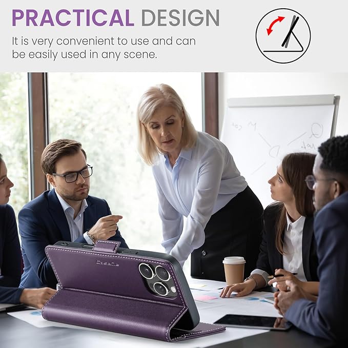 for iPhone 16 Pro Max Case, Premium PU Leather Wallet Case Flip Cover with [RFID Blocking][Card Holder][Stand Function] Shockproof Protective for iPhone 16 Pro Max 6.9", Purple