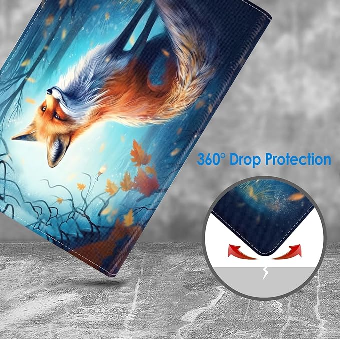 Case for Samsung Galaxy Tab S10 Lite / S10 FE / S9 FE 10.9-Inch / S9 11-Inch, Slim Lightweight PU Leather Stand Cover with Auto Wake/Sleep, Jungle Fox