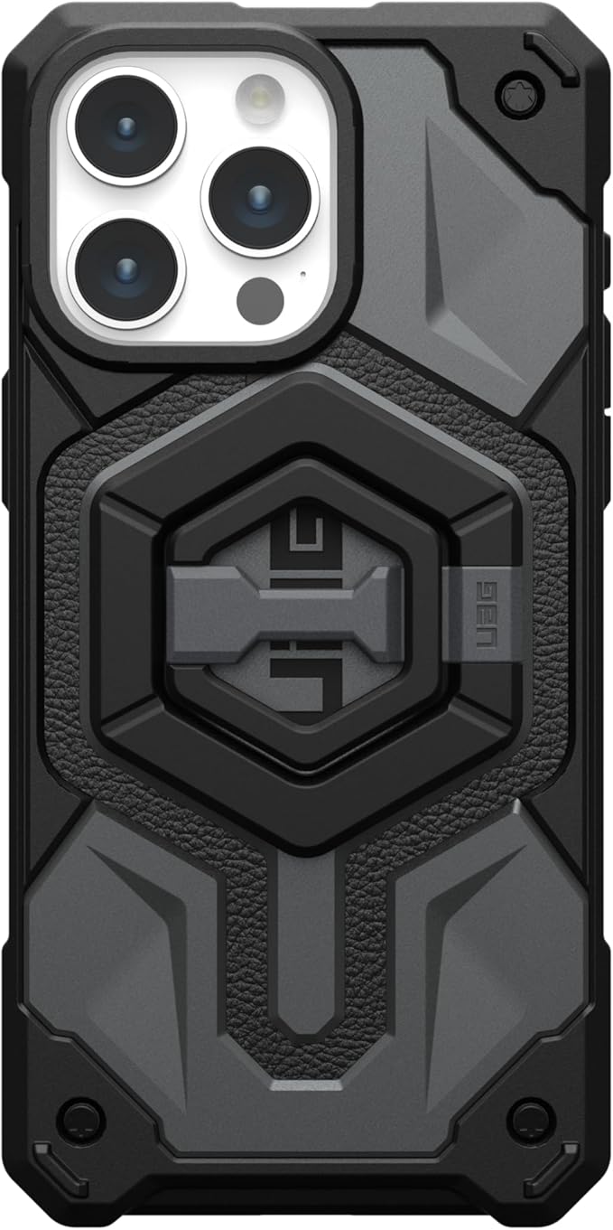 URBAN ARMOR GEAR UAG Magnetic Phone Ring Stand Compatible with MagSafe Magnet, Removable Metal Finger Ring Grip & 360 Rotation Adjustable Kickstand for iPhone 17, Galaxy S25, Black/Silver