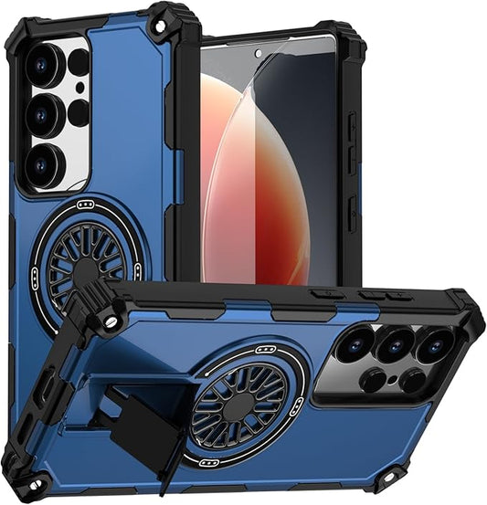 Magnetic Case for Galaxy S22 Ultra, Built-in Stand [Compatible with Mag-Safe] Shockproof Protective Cover Case for Samsung Galaxy S22 Ultra/S23 Ultra Blue