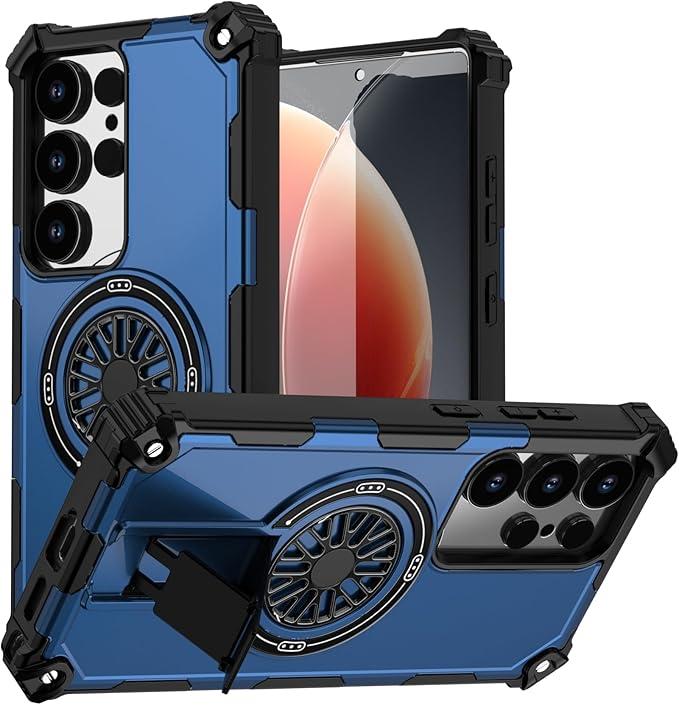 Magnetic Case for Galaxy S25 Ultra, Built-in Stand [Compatible with Mag-Safe] Shockproof Protective Cover Case for Samsung Galaxy S25 Ultra Blue