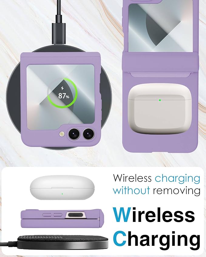 STORMTAL for Samsung Galaxy Z Flip 6 Case/Z Flip 7 FE Case, Hinge Protection, Built-in Screen Protector, Wireless Charging, Slim Rugged Phone Protective Case for Galaxy Z Flip 6 Purple