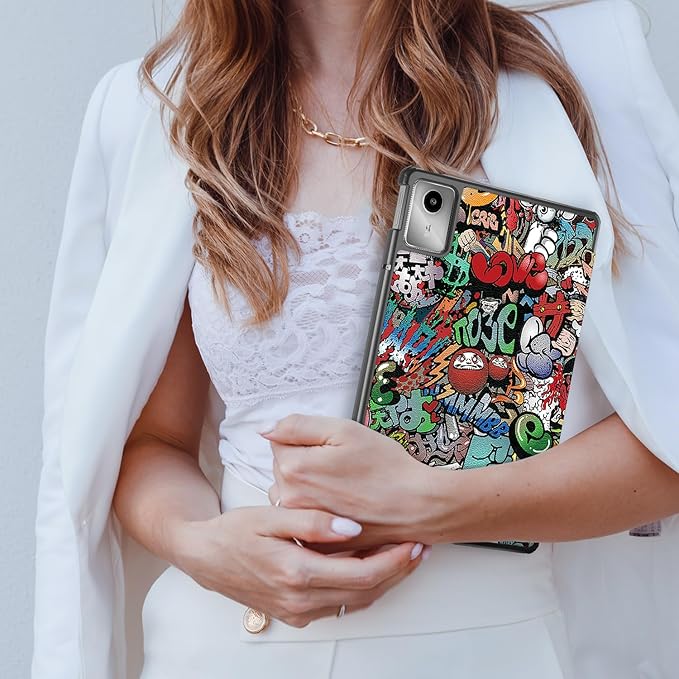 Case Compatible with Lenovo Tab M11 2023 TB-330FU / Lenovo Xiaoxin Pad 2024 TB-331FC 11 Inch Tablet,Slim Lightweight Trifold PC Cover with Auto Wake/Sleep Function,Graffiti