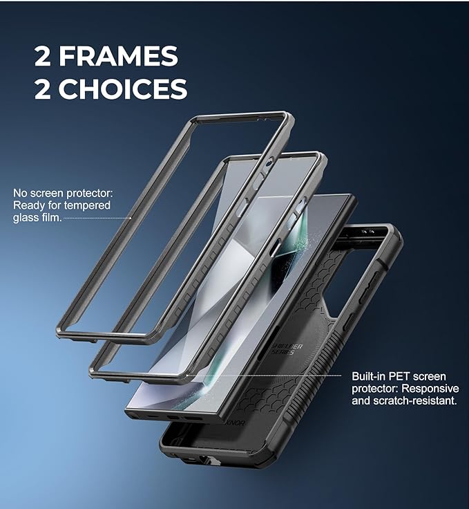 Dexnor Magnetic Case for Samsung Galaxy S24 Ultra Case, Compatible with Magsafe, 2 Front Frames & Built-in Screen Protector, Bumper Rugged Shockproof Full-Body Protective Cover with Kickstand,Black