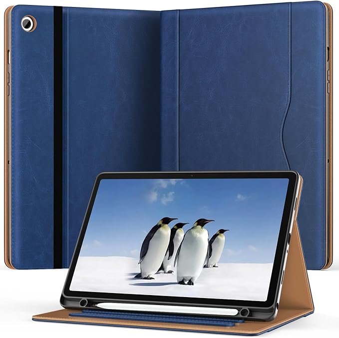 OKP Case for Samsug Galaxy Tab A9+ Plus 11 inch 2024(SM-X210/X216/X218), PU Leather Folio Cover with Multi-Angle Stand//Pen Holder, Auto Wake/Sleep Case for Galaxy A9+ 11" Tablet (Navy Blue)