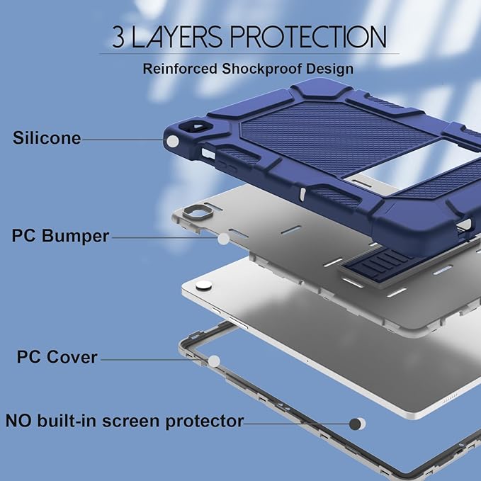 Rantice Case for Samsung Galaxy Tab A9+ 11”, Heavy Duty Shockproof Rugged Protective Case with Kickstand for Samsung Galaxy Tab A9+ / A9 Plus 11” 2023 (SM-X210/X216/X218), NavyBlue+Grey