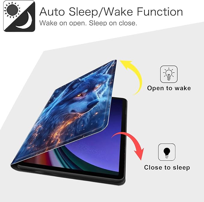 Case for Samsung Galaxy Tab S10 FE/ S9 FE 5G 10.9 Inch/Tab S9 11 Inch, Slim PU Leather Stand Cover with Auto Wake/Sleep, Multi-Angle Viewing & Shockproof, Blue Wolf