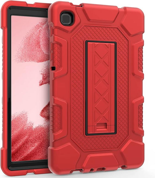 Rantice Samsung Galaxy Tab A7 Lite Case 2021, Hybrid Case with Kickstand, Shock Absorbing Bumps, Anti-Slip Grid Pattern, Red+Black