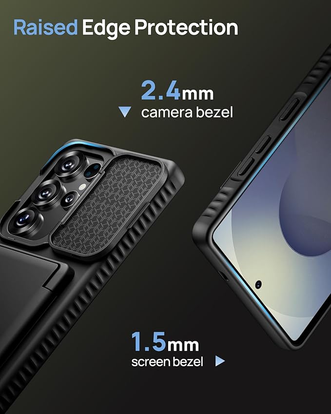 for Samsung Galaxy S25 Ultra Case Wallet, Built-in Stand & Card Holder & Camera Cover, Full Body Protective Rugged Multifunctional Wallet Kickstand Phone Cover Case for S25 Ultra 2025, Black