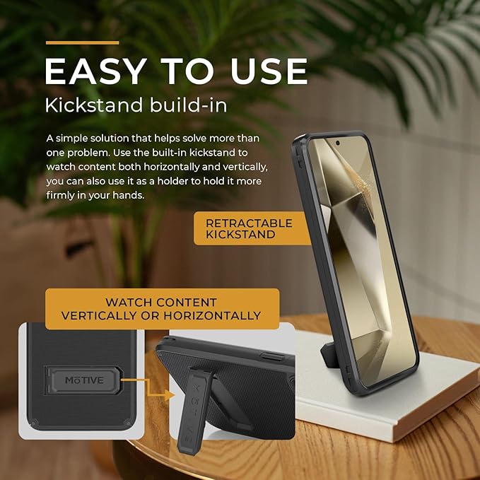 MOTIVE Designed for Samsung Galaxy s24 Plus Case with Belt Clip, Compatible with MagSafe, Dual-Layer 10FT Military Grade Drop Protection, Shockproof s24 Plus Holster Case 6.6” | Black