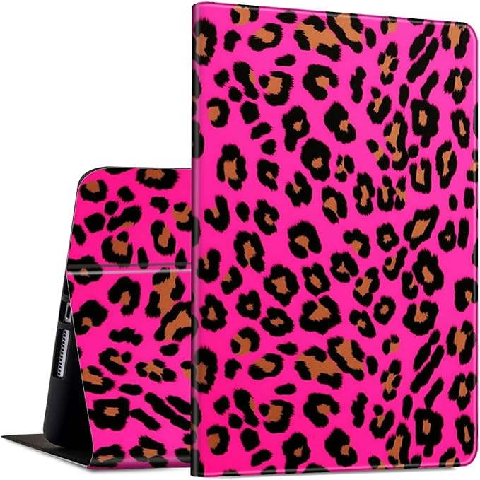 Case for 10.5 Inch Microsoft Surface Go 3 2021/2 2020/Go 2018 PU Leather Slim Lightweight Multiple Angles Stand Smart Cover with Auto Wake/Sleep, Pink Leopard Print
