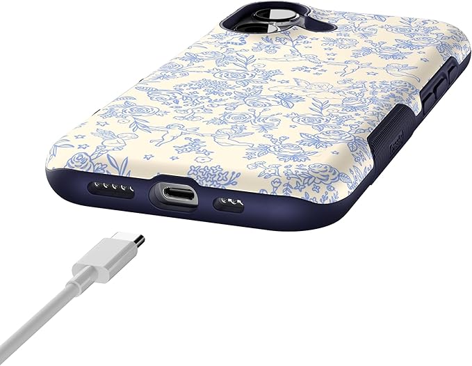 Casely iPhone 17 Case | Cupid's Canvas | Periwinkle Floral | Bold Protective Design | Compatible with MagSafe