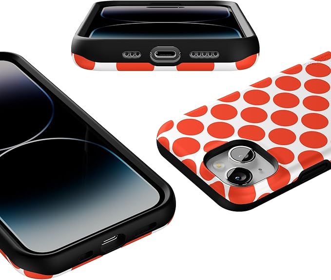 Casely iPhone 14 Case | Red Dots | High Contrast Design | Compatible with MagSafe | Bold Protective Design