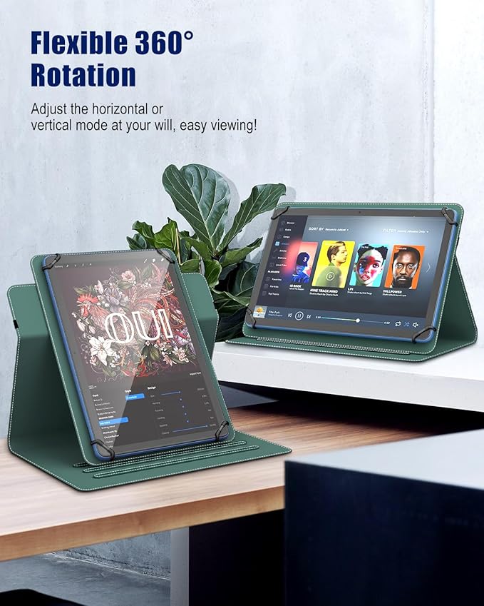 TiMOVO Universal Case for 9-11 Inch Tablet, 360 Degree Rotating Stand Protective Cover with Pen Pocket for 9 10 10.1 Inch Android Touchscreen Tablet, Midnight Green
