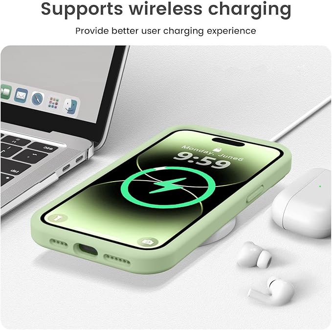 Vooii Compatible with iPhone 14 Pro Max Case, Liquid Silicone Upgrade [Camera Protection] [Soft Anti-Scratch Microfiber Lining] Shockproof Phone Case for iPhone 14 Pro Max 6.7 inch - Matcha