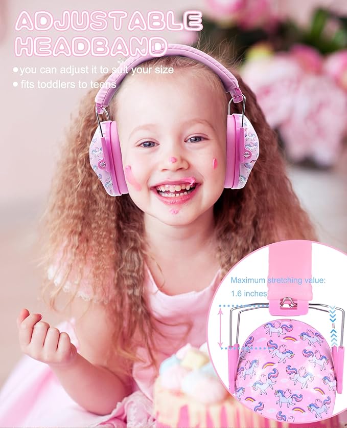 PROHEAR 032 Kids Ear Protection - Noise Cancelling Headphones Ear Muffs for Autism, Toddlers, Children - Pink