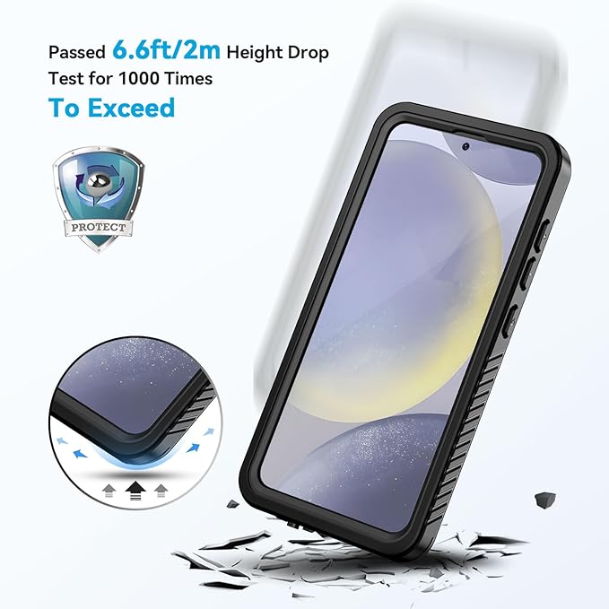 Lanhiem for Samsung Galaxy S24 Phone Case IP68 Waterproof Dustproof, Built-in Screen Protector, Rugged Full Body Shockproof Protective Cover for Galaxy S24 5G 6.2 Inch, Black
