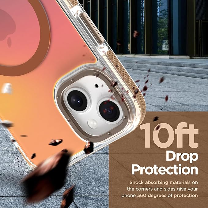 MOWIME Magnetic Case for iPhone 15 Plus [Compatible with Magsafe] [Cute Fashion Fluorescent Design] [1 Screen Protector] Slim Translucent Matte Case for iPhone 15 Plus 6.7" 2023, Desert