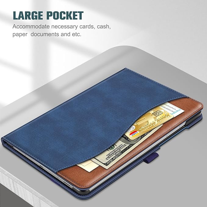 Fintie Case for Samsung Galaxy Tab S10 Lite/ S10 FE/ S9 FE 5G 10.9 Inch/Tab S9 11 Inch with S Pen Holder, Multi-Angle Viewing Protective Cover with Pocket, Auto Sleep/Wake, Denim Blue/Brown