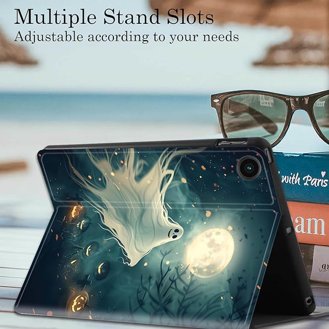 Case for Samsung Galaxy Tab A9+ 11 Inch 2023 Release (SM-X210/X216/X218), Adjustable Stand Auto Wake/Sleep Smart Case for Galaxy Tab A9 Plus Tablet - Halloween Ghost