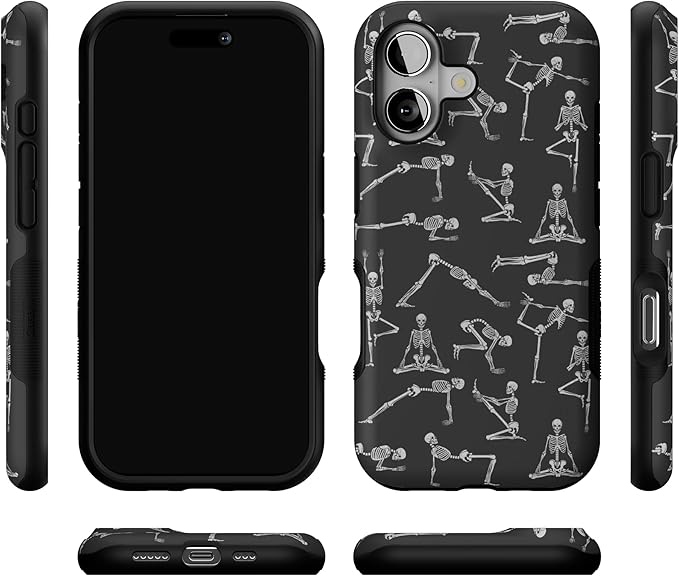 Casely iPhone 17 Case | Corpse Pose | Skeleton Yoga | Bold Protective Design | Compatible with MagSafe