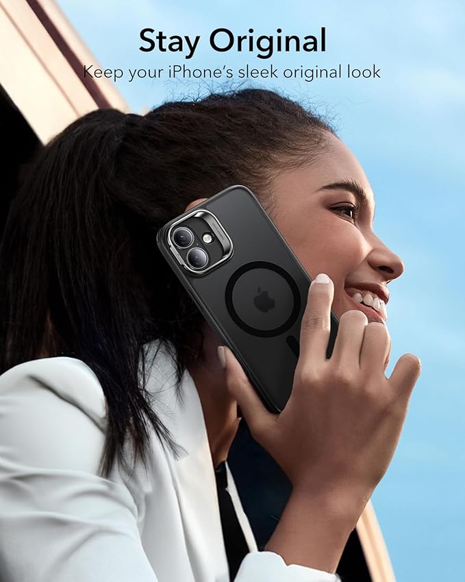 ESR for iPhone 16 Case, Compatible with MagSafe, Military-Grade Protective Case, Built-in Stash Stand Phone Case, Scratch-Resistant Back Cover, Classic Series, Frosted Black