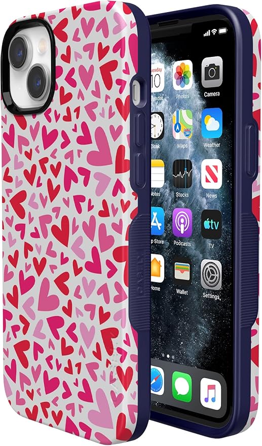 Casely iPhone 14 Case | XOXO | Pink Candy Hearts | Compatible with MagSafe | Bold Protective Design