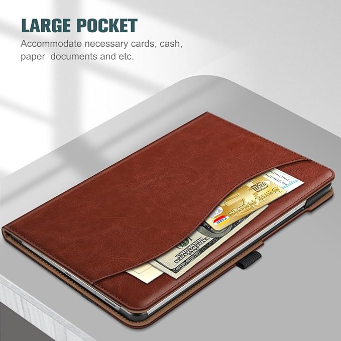 Fintie Case for Samsung Galaxy Tab S10 Lite/ S10 FE/ S9 FE 5G 10.9 Inch/Tab S9 11 Inch with S Pen Holder, Multi-Angle Viewing Protective Cover with Pocket, Auto Sleep/Wake, Brown